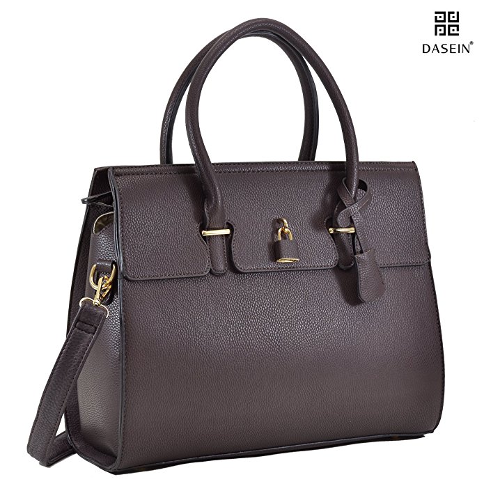 Dasein Designer Faux Leather Padlock Handbag Lock Satchel Purse Briefcase Tablet iPad Bag