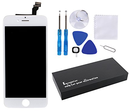 Glob-Tech iPhone 6 LCD Display Screen Replacement Touch Digitizer Full Assembly for iPhone 6 with Free Professional Screen Protector and Repair Tools Set, iPhone 6 White