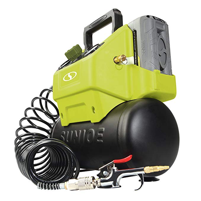 Sun Joe IONAIR-CT 40V 4.0-Ah Cordless 1.6-Gallon Air Compressor w/Inflator Accessories, (Core Tool)