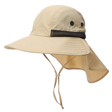 Fancet Mens Crushable UPF50 Sun Bucket Fishing Safari Hat Flap Hiking Ventilated