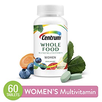 Centrum Whole Food Multivitamin for Women, Vegetarian, Gluten Free Dietary Supplement, 30 Day Supply -60 Tablets