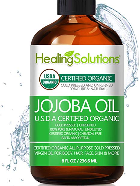 Jojoba Oil (Organic - 8oz) 100% Pure & Natural - Cold Pressed Unrefined - Hexane & Chemical Free - Perfect All-Natural Carrier Oil Solution for Face & Hair, Helps Fight Acne & Moisturize Skin Now