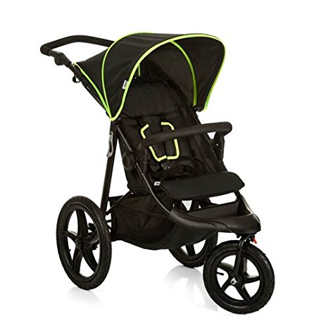 Hauck Runner Jogger Style One Hand Fold Pushchair with raincover - black/neon yellow