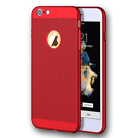 iPhone 6S Case, iPhone 6 Case, GOTITENI Stylish Ultra Slim Lightweight Case, Fingerprint Resistant with Heat Losing Breathable Holes Snug Fit Cover for Apple iPhone 6 / 6S, Red