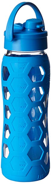 Lifefactory 22-Ounce BPA-Free Glass Water Bottle with Flip Cap & Silicone Sleeve, Ocean