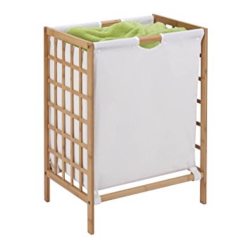 Honey-Can-Do HMP-03770 Bamboo Laundry Hamper with Natural Liner, 16 by 13 by 25-Inch