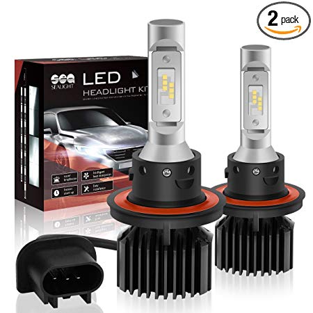 SEALIGHT H13/9008 LED Headlight Bulbs, DOT Approved, Dual High/Low Beam, X1S Series Xenon White 6000K 6000LM (Pack of 2)