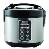 Aroma Professional 12-Cup Cooked  6-Cup UNCOOKED Digital Rice Cooker Food Steamer and Slow Cooker Stainless Steel Exterior ARC-2006ASB