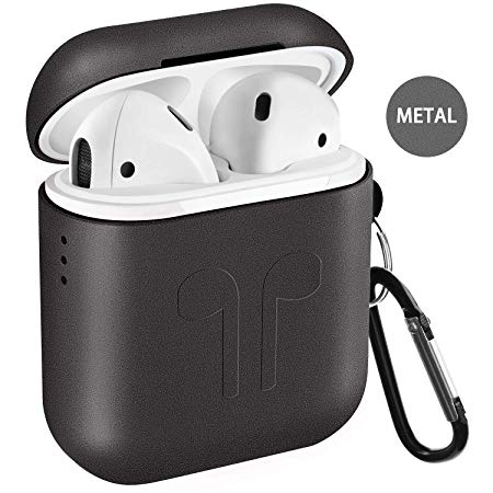 Metal Airpods Case 2019 Newest Full Protective Skin Cover Accessories Kits Compatible Airpods Charging Case Ultra Lightweight Dustproof Scratchproof Case-Dark Gray