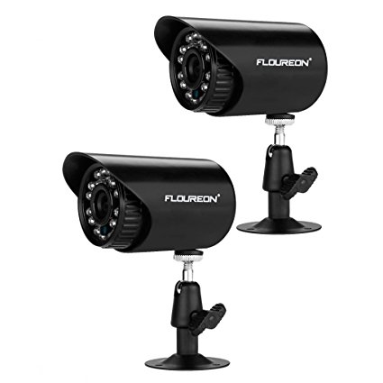 Floureon 900TVL Waterproof Outdoor CCTV DVR Security Cameras IR-CUT Night Vision Bullet Cameras 4.5 Inch Tall (2PCS)
