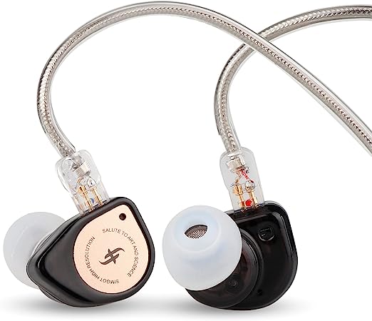 Linsoul SIMGOT EW100P 10mm Dynamic Driver in-Ear Monitors, Dual Cavity IEM with LCP Diaphragm, PC Aluminum Alloy Shell, Detachable Silver-Plated Copper Cable Gaming Earbuds for Audiophile Musician