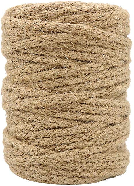 Tenn Well 5mm Jute Twine, 100 Feet Braided Natural Jute Rope for Artworks and Crafts, Macrame Projects, Gardening Applications