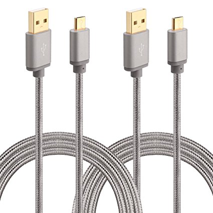 HI-CABLE, 6Ft Micro USB Charging Cord, Nylon Braided Fast Charger Cable for Android Phones, Samsung Galaxy S7 S6 Edge, Tab, Note, LG, HTC, BLU, Moto, More (2-Pack) -Gray