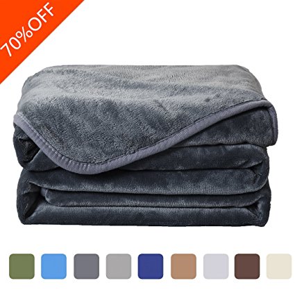 Balichun Luxury 330 GSM Fleece Bed Blanket Super Soft Warm Fuzzy Lightweight Throw or Couch Blanket Twin/Queen/King Size (Dark Gray,Queen)