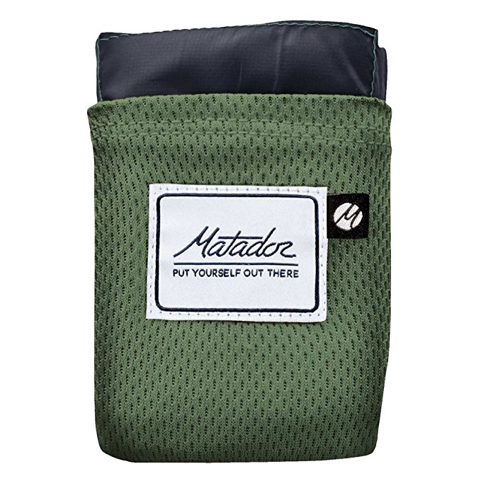 Matador Pocket Blanket 2.0 New Version, Picnic, Beach, Hiking, Camping. Water Resistant with Built-in Ground Stakes (Alpine Green)