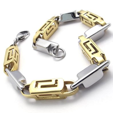 KONOV Stainless Steel Link Mens Bracelet, Gold Silver, 9 Inch