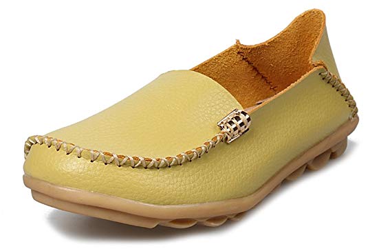 labato Women's Cowhide Leather Casual Flat Driving Loafers Driving Moccasin Shoes