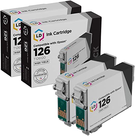 LD Remanufactured Ink Cartridge Replacement for Epson 126 T126120 (Black, 2-Pack)