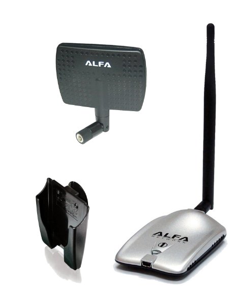 Alfa AWUS036H High power 1000mW 1W 802.11b/g High Gain USB Wireless Long-Rang WiFi network Adapter with 5dBi Rubber Antenna and a 7dBi Panel Antenna and Suction cup / Clip Window Mount - for Wardriving & Range Extension
