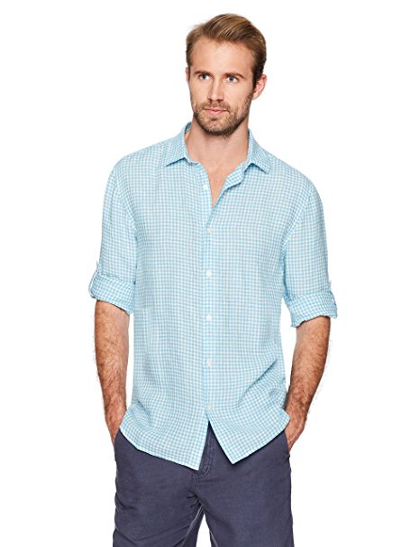Isle Bay Linens Men's Standard-Fit 100% Linen Long-Sleeve Woven Shirt