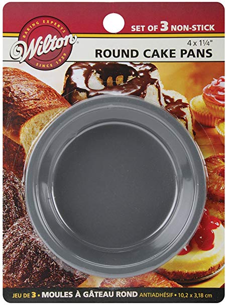 Wilton 2105-1829 Mini Round Pans, 4 by 1.25-Inch, Set of 3