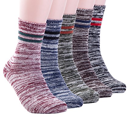Men's Vintage Warm Wool Fall Winter Sock by AJXMG Pack of 5,Mixed Color