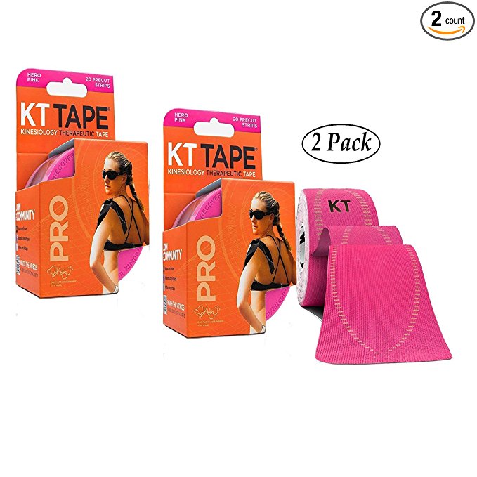 KT TAPE PRO Kinesiology Sports Tape, 20 Precut 10 Inch Strips, 100% Synthetic, Water Resistant, Breathable, Free Videos, Pro & Olympic Choice, Kinesiology Tape