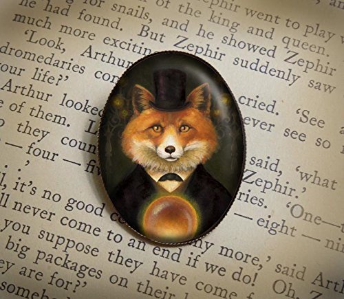 Fox Brooch - Fox Pin - Fox Portrait - Spiritualist Fox - Victorian Fox - Steampunk Fox - Gothic Fox - Hypnotism - Mesmerism