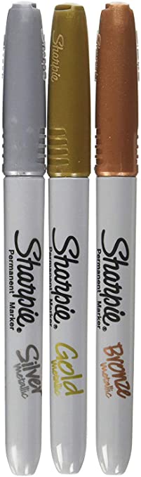 Sharpie - Fine Point Metallic Permanent Markers - Silver/Gold/Bronze (1-Pack of 3)