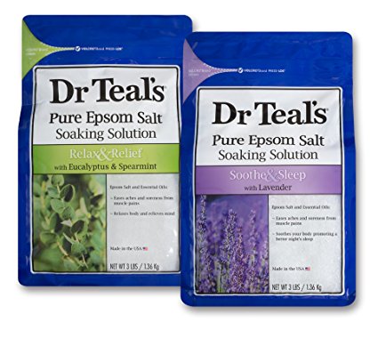 Dr Teal's Epsom Salt Soaking Solution, Eucalyptus and Lavender, 2 Count - 3lb Bags, 6lbs Total