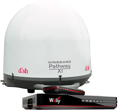 Winegard PA2000R Pathway X1 Automatic Portable Truck Satellite TV Antenna with DISH Wally Receiver Bundle (Trucking Satellite Antenna, Optional Mounts) - White
