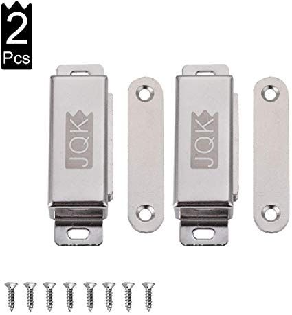 JQK Magnetic Door Catch, Stainless Steel Cabinet Magnet Closet Catches 2 Pack, 1.2mm Thickness 40 lbs Silver, CC102-P2