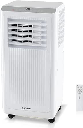 COSTWAY Portable Air Conditioner, 8000 BTU Air Conditioner with Remote Control, Digital Display, Installation Kit, Sleep Mode, 24H Timer, AC Unit for Bedrooms Up to 250 Sq.Ft, White (8000 BTU)