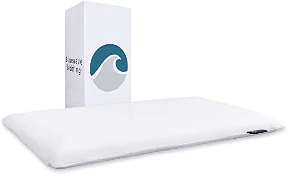 Bluewave Bedding Hyper Slim Gel Memory Foam Pillow for Stomach and Back Sleepers - Thin, Flat Design for Cervical Neck Alignment and Deeper Sleep (2.25-Inches Height, King Size)