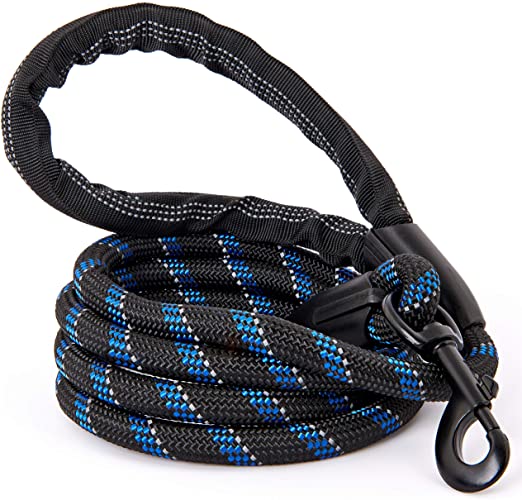 Strong Dog Leash, Reflective Rope, Chew Resistant Paracord for Medium and Large Dogs, Durable Metal Clasp, Attaches to Pet Collar
