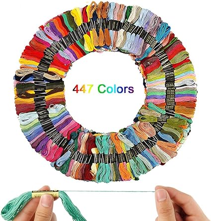 447 Colors Embroidery Floss Threads 450 Skeins Cross Stitch Pure Cotton Thread Embroidery Floss Line for Cross Stitch Threads, Friendship Bracelets Floss, DIY Craft Floss