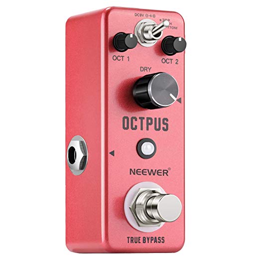 Neewer Digital Octave Guitar Effect Pedal Advanced Effects True Bypass 3 Modes Top/Both/Bottom with 2 Working Mode Normal Mode/Fixed Mode, DC 9V Adapter Power Supply (Not Included)