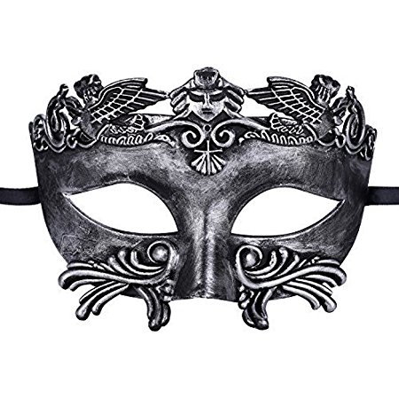 Kapmore Mens Masquerade Mask Greek Party Mask Carnival Mask Antique silver (Silver)