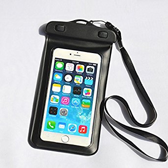 Universal Waterproof Case, IPX8 Waterproof Phone Pouch Dry Bag Sensitive PVC Touch Screen (Black)