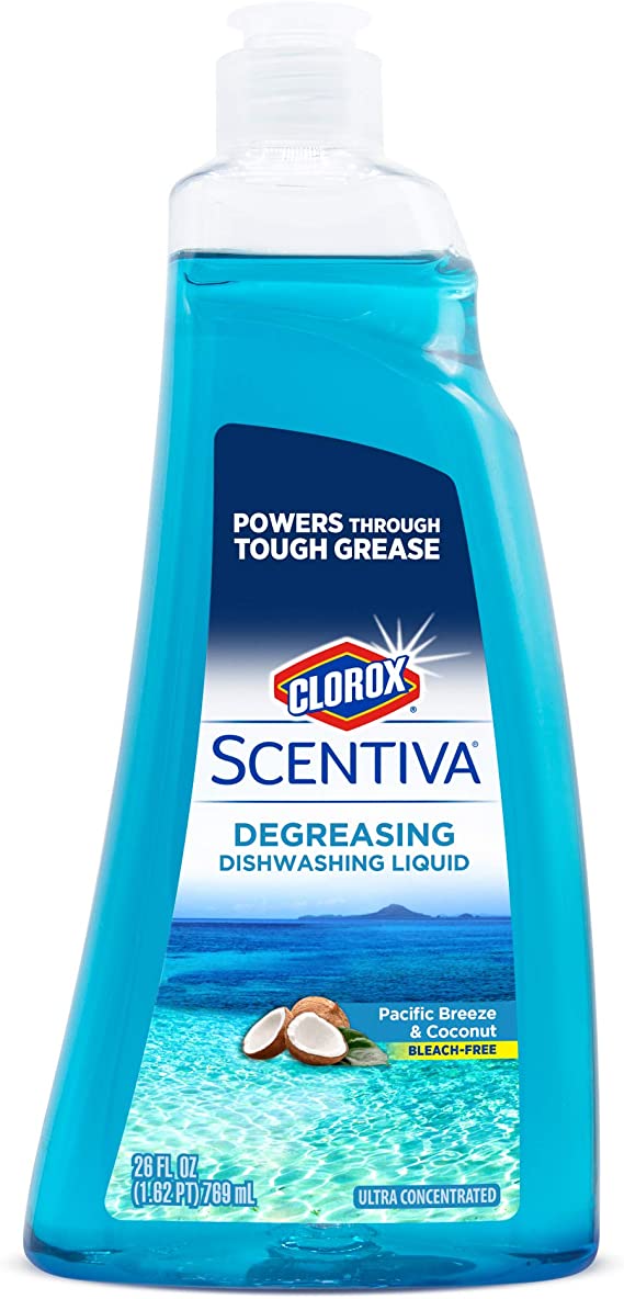 Clorox Scentiva Dishwashing Liquid Soap | Smells Great and Cuts Through Grease Fast | Quick Rinsing Formula Washes Away Germs | A Powerful Clean You Can Trust, Pacific Breeze & Coconut, 26 Oz