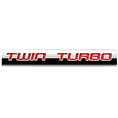 Red Letter"Twin Turbo" Logo Metal Decal Emblem