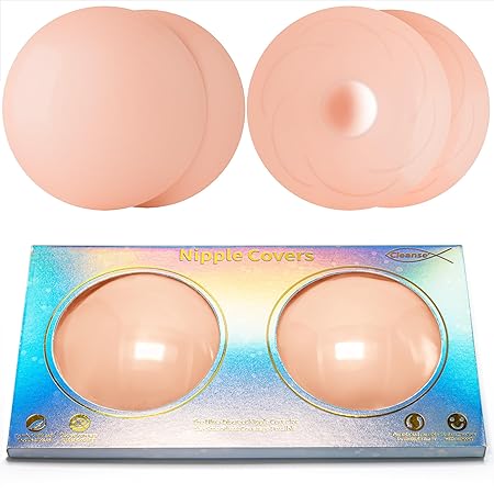 Nipple Covers Lift for Women 2 Pairs, Silicone Invisible Reusable, Seamless, Washable, Adhesive, Sweatproof, Gentle on Skin, Ultra Thin, with Travel Box, Perfect Pasties Bras for Women