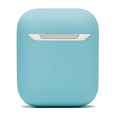 Protective Airpods Case {Made of 2 pcs} Shock Proof Soft Skin for Airpods Charging Case (Ice Blue)