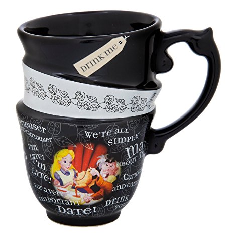 Disney Parks Exclusive Alice in Wonderland Triple Stack Quotes Ceramic Cup Mug