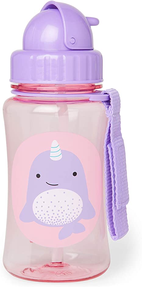 Skip Hop Toddler Sippy Cup Transition Bottle: Dishwasher-Safe Water Bottle with Flip Top Lid, Narwhal