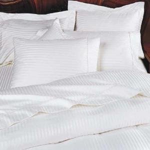 1200 Thread Count Four (4) Piece Queen Size White Stripe Bed Sheet Set, 100% Egyptian Cotton, Premium Hotel Quality