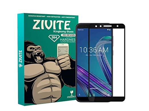 zivite Premium 9H Hardness || Edge to Edge || Full Gum || Full Glue || Gorilla Tempered Glass Guard for Asus Zenfone Max Pro M1 - Black