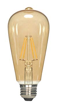 Satco S9579 ST19 LED Transparent Amber Medium Base Light Bulb, 6.5W