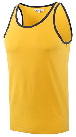 Vetemin Mens Premium Basic Solid Vintage Athletic Jersey Tank Top Casual Shirts