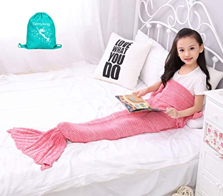 Mermaid Tail Blanket - Mermaid Blanket for Girls，All Seasons Soft and Warm Sleeping Mermaid Blanket for Kids, Gifts for Girls , Best Choice for Girls Gift, Christmas Gift, Birthday Gifts (Pink)
